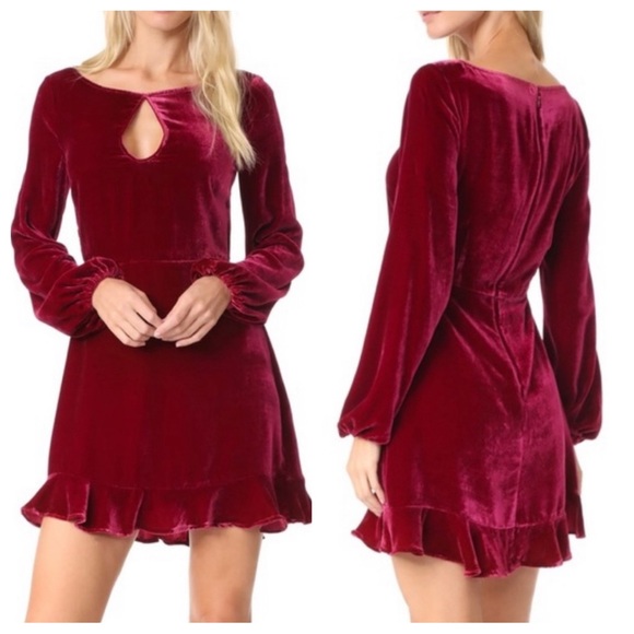 For Love And Lemons Raspberry Velvet Mini Dress | SMALL - Picture 1 of 10